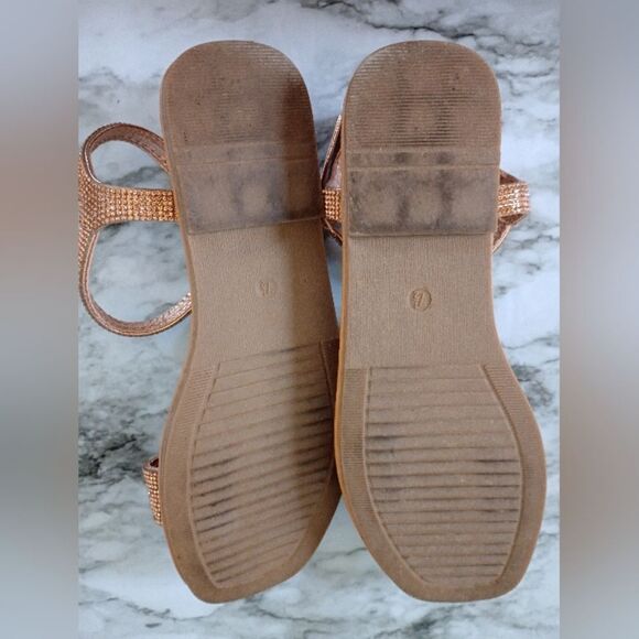 Top Moda Flat Two Strap Rhinestone Sandals Size 7.5 - Picture 7 of 8